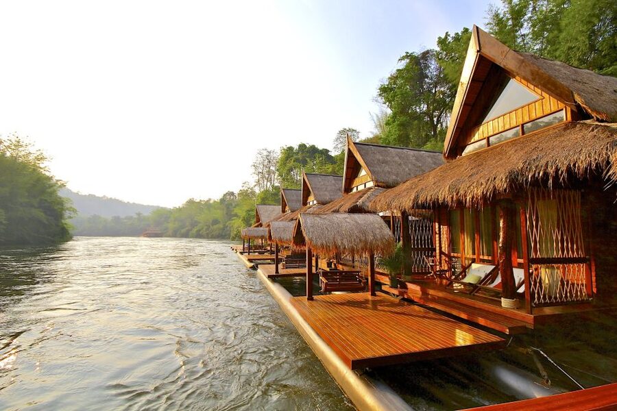 3-Day River Kwai, Floating Market and Erawan Waterfalls - Climbing the seven levels of Erawan Falls