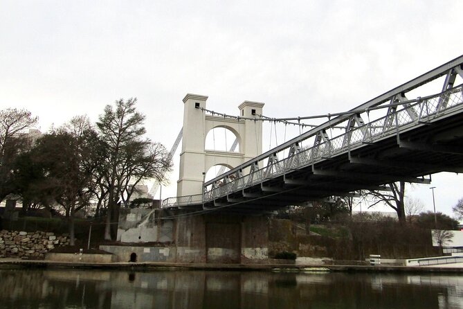 Amazing Brazos River Morning or Sunset Boat Adventure in Waco - The Waco Suspension Bridge and its unusual view