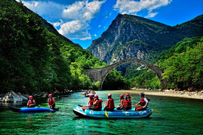 Arachthos white water river Rafting: Plaka's Bridge- Tzari - Starting under Plaka Bridge in Tzoumerka