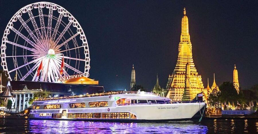 Bangkok: White Orchid Chao Phraya Dinner Cruise free Beer - The upper deck is worth planning for