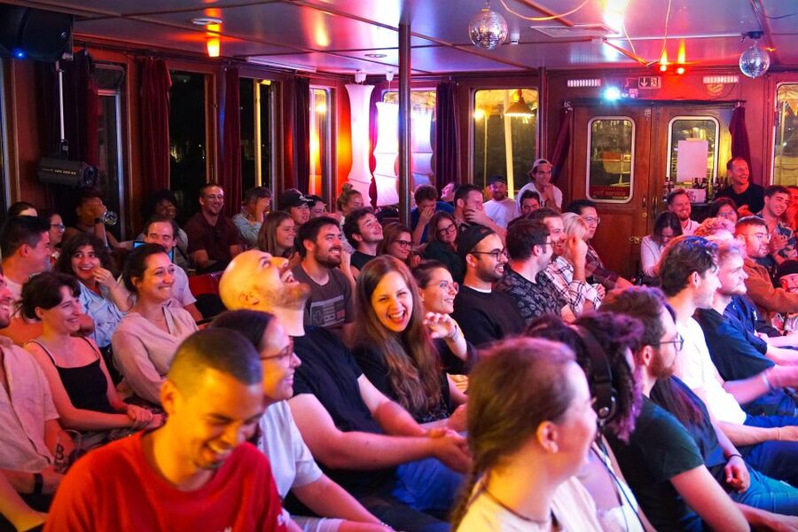 Berlin: Laughing Spree Comedy Show on a Boat - East Side Gallery views add more than decoration
