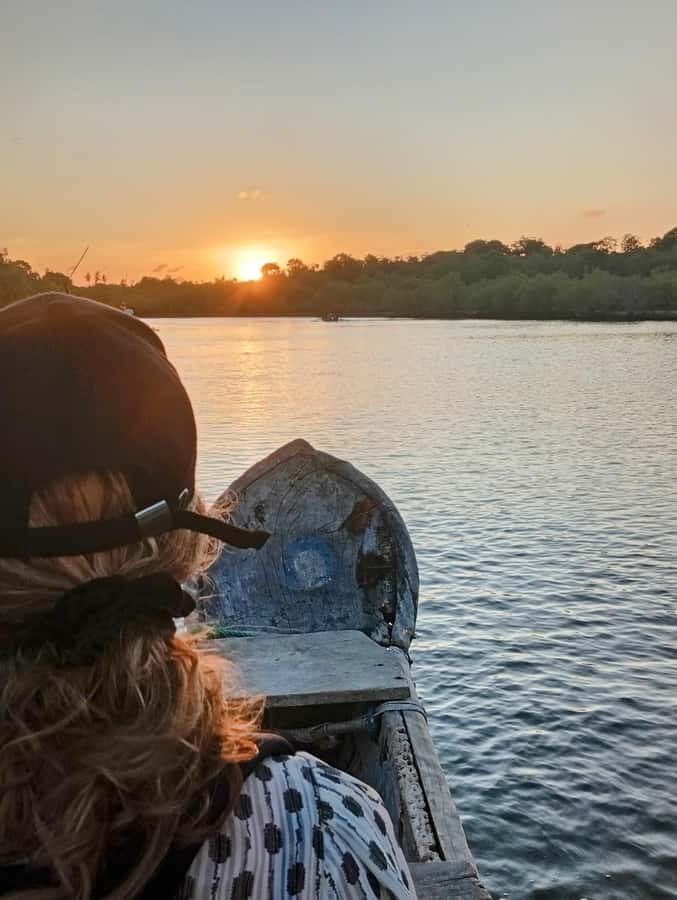 Diani Beach: Kongo River Sunset Experience in a canoe - Sunset from a boat without an engine