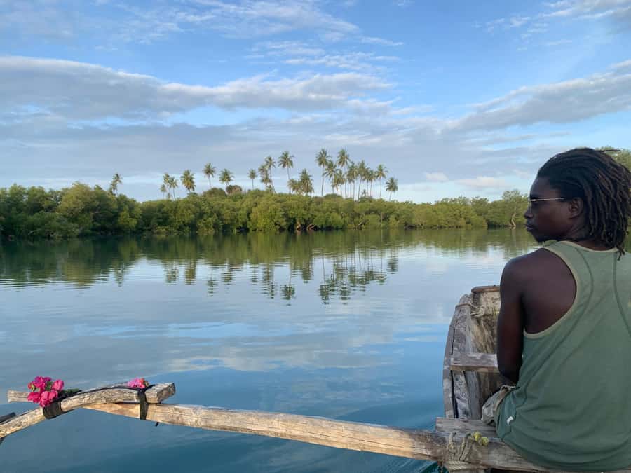 Diani: Sunset Canoe Tour along the River with Mangroves - A traditional canoe without engine noise