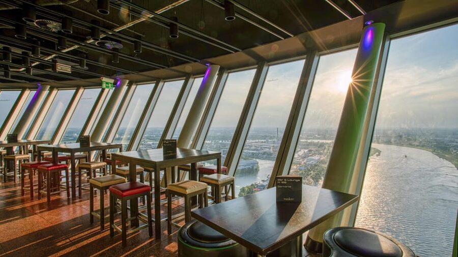 Düsseldorf: Rhine Tower Adult Entry - The cafe, snack bar, and sitting above the city