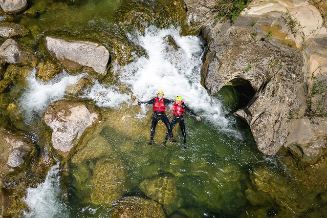 Extreme Canyoning on Cetina River from Split or Šestanovac - The 53-meter rappel beside the waterfall