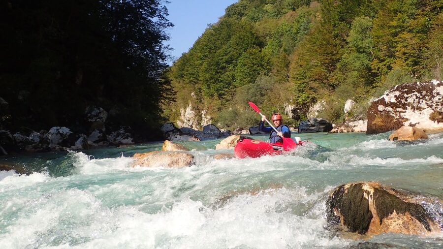 From Bovec: Whitewater kayaking on the Soča River - Working your way toward class III rapids
