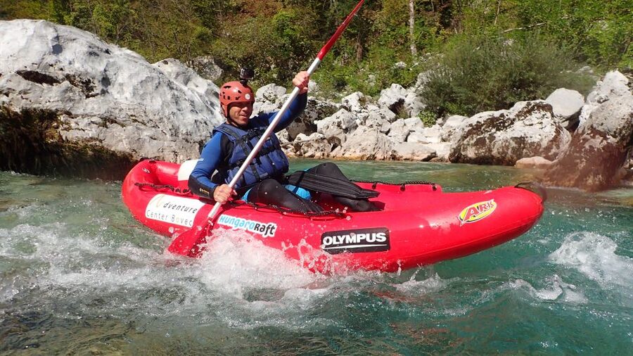 From Bovec: Whitewater kayaking on the Soča River - The river setting beyond the rapids