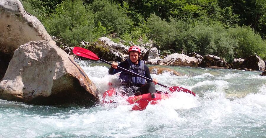 From Bovec: Whitewater kayaking on the Soča River - From Bovec to the river in about 10 minutes
