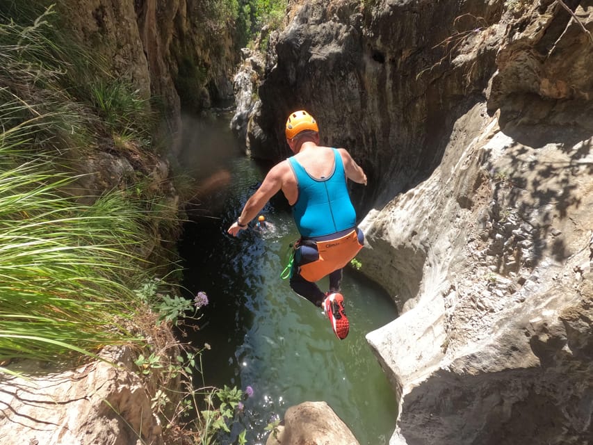From Estepona: Guadalmina River Guided Canyoning Adventure - Learning to rappel on a 5-meter wall