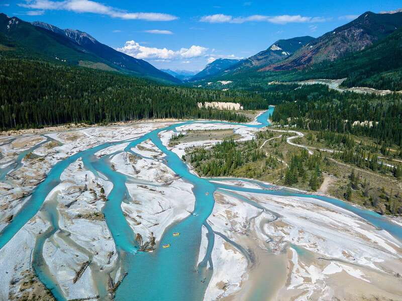 Golden, BC: Kicking Horse River Whitewater Raft Experience - A narrow canyon and waterfall make a welcome pause
