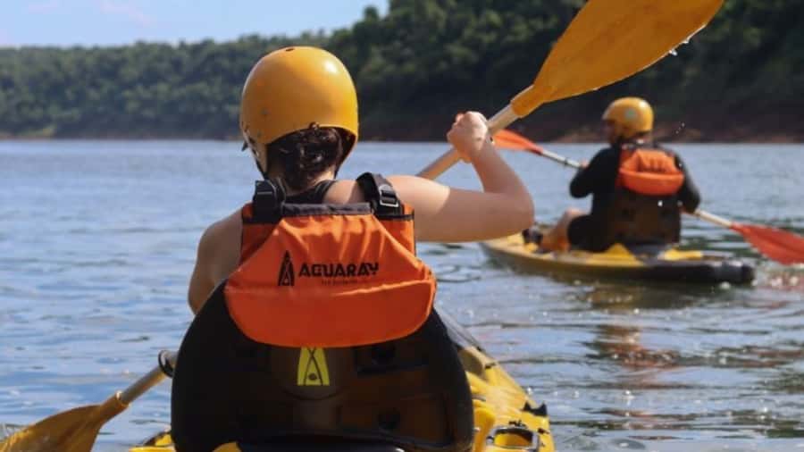 Guided Hike and Kayak or SUP River Tour w/ Transfer - Swimming in the river and at the waterfall