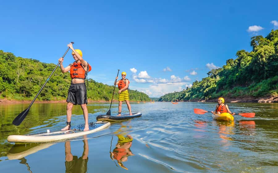 Guided Hike and Kayak or SUP River Tour w/ Transfer - Learning the ropes at the Iguaçu River