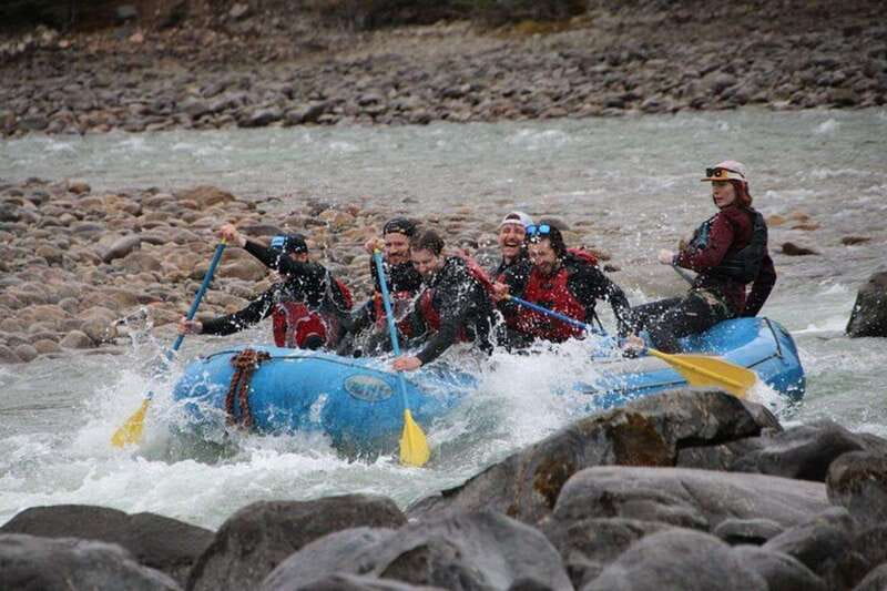 Jasper: Athabasca River Mile 5 Whitewater Rafting Tour - Getting fitted for gear before the launch
