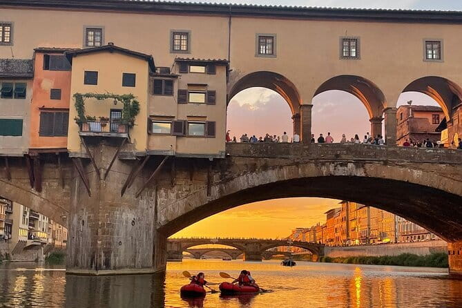 Kayaking on the Arno River in Florence under the Pontevecchio Arcade - Florence by paddle, not pavement