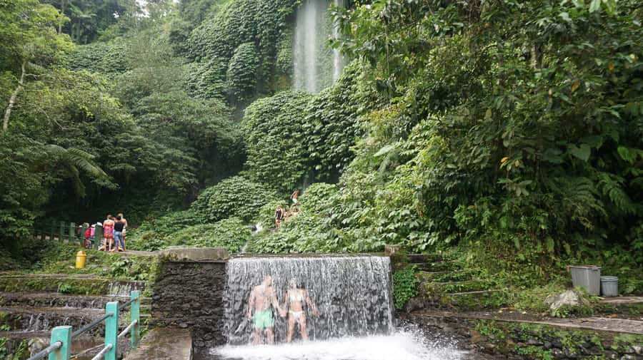 Lombok: Waterfall Benang Kelambu & River Rafting Trip - Swimming below Benang Kelambu