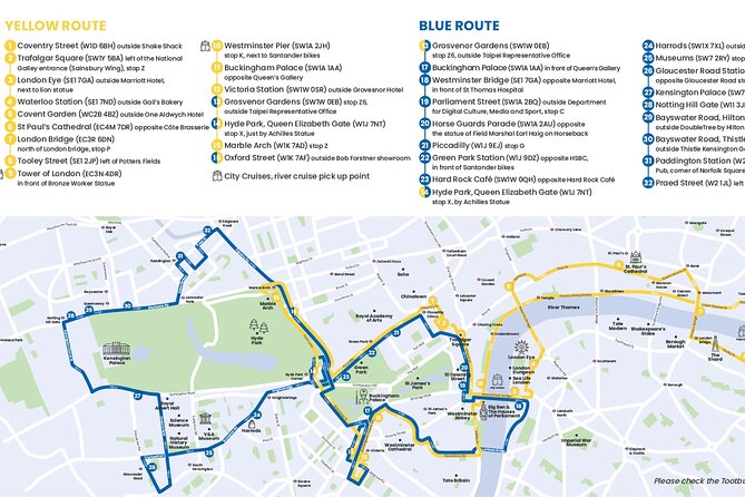 London Tootbus Hop on Hop off Bus Tour and Thames River Cruise - Buckingham Palace and the west London route