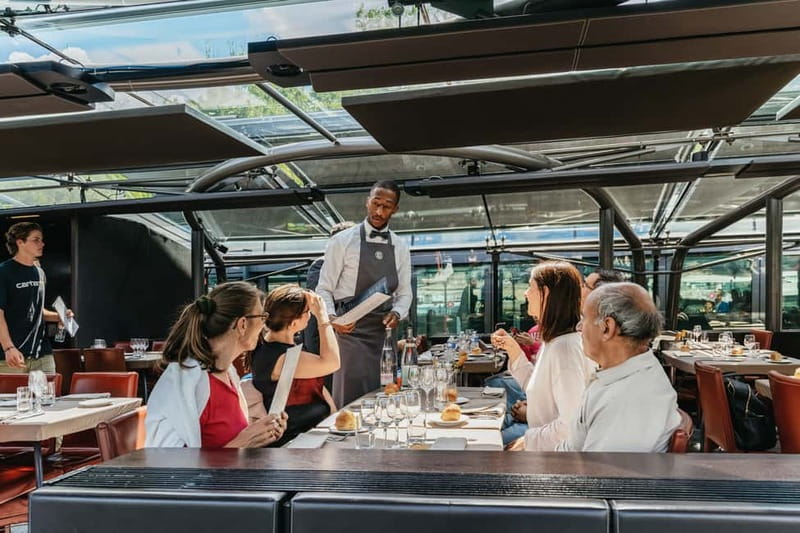 Paris: 2-Hour River Seine Lunch Cruise with 3-course-menu - Inside the glass-canopy boat