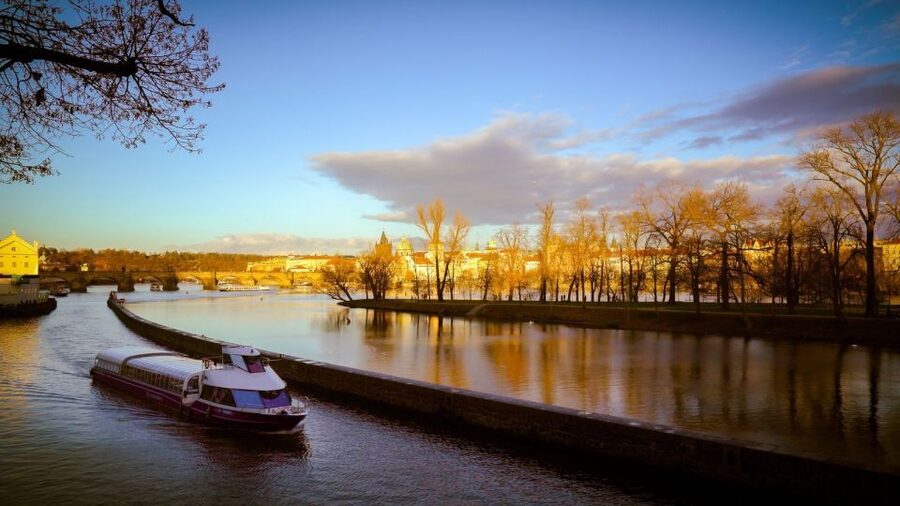 Prague: Evening Vltava River Eco Cruise with Prosecco - Audio commentary and printed guides