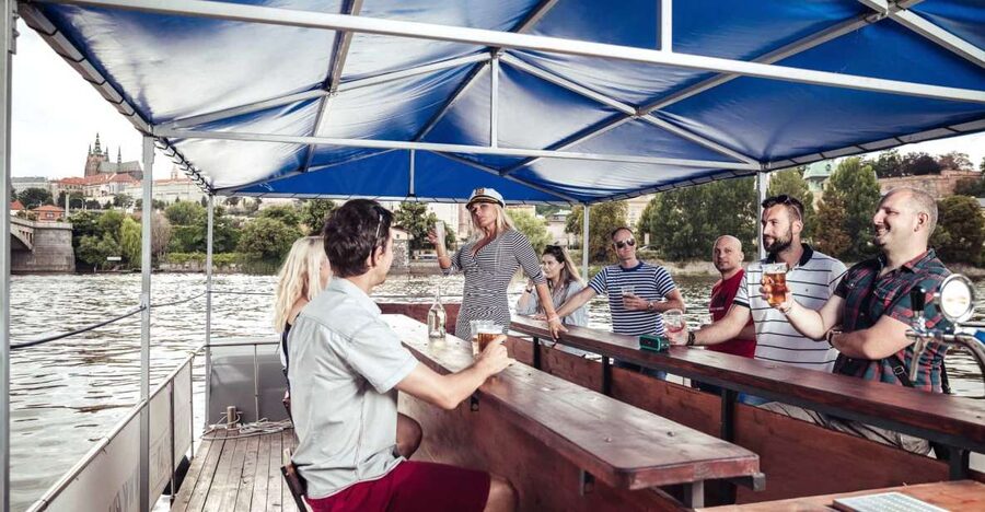 Prague: Private Cycle Boat River Tour with Beer or Prosecco - How the 90-minute river route works