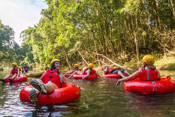 Rainforest River Tubing from Cairns - Getting fitted with a tube and safety gear