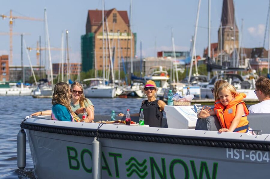 Rostock: Electric Boat Rental on the Warnow River - A boat built for conversation, not speed