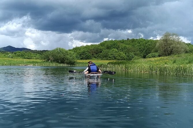 See through kayaks on Gacka river - The finish and the ride back