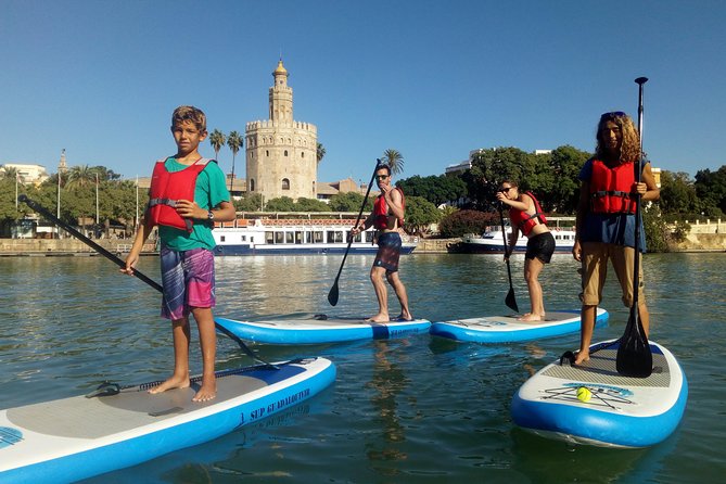 Seville Paddle Surf Sup in the Guadalquivir River - Torre del Oro from river level