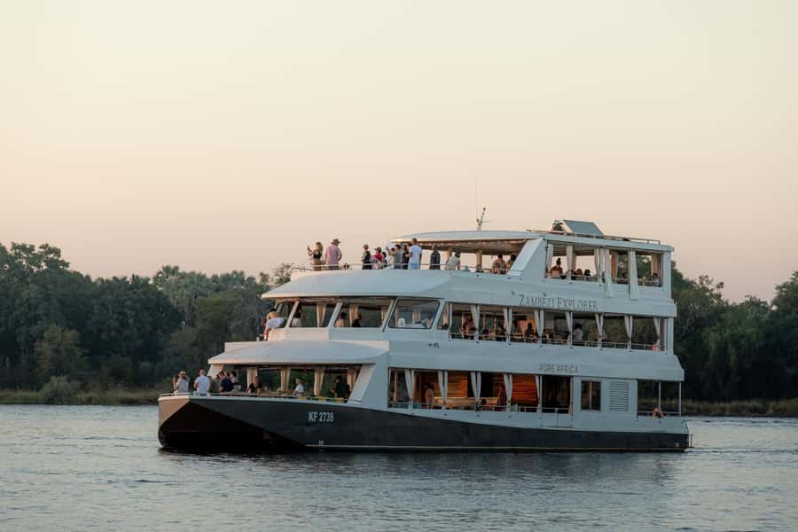 Victoria Falls: 2-Hour Luxury Zambezi River Sunset Cruise - Upstream first, with wildlife along the banks