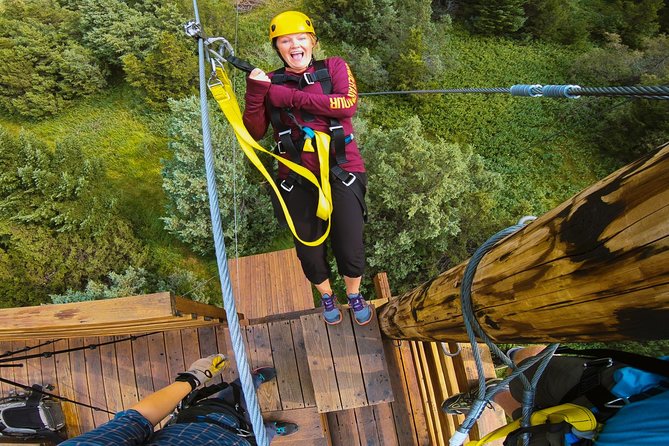 Ziplining across the Beautiful Gallatin River - Climbing to the 55-foot tree platform